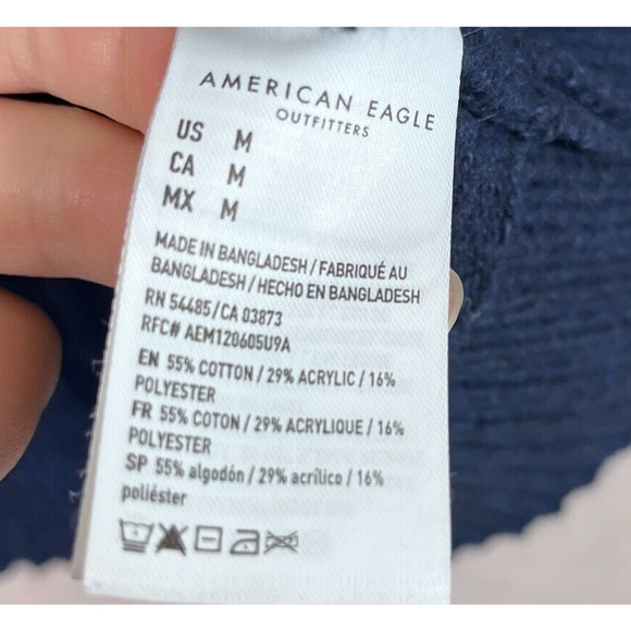 Vintage American Eagle Mens Aztec Hooded Sweater Size M Southwestern Western - Picture 4 of 9